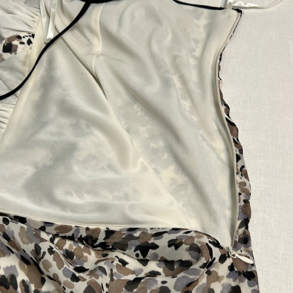 Kensie 100% Silk Dress Sz 4 Brown Animal Print Criss Cross Back Mini Cocktail - Picture 4 of 12
